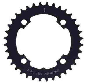 Kettenblatt E-BikeGear, 36Z,Lochkr.104mm für Nabenschaltung, Stahl, 4-Arm 